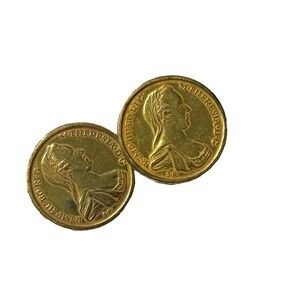 Vintage  Miriam Haskell Vintage COIN Clip On Earrings Gold Tone Signed